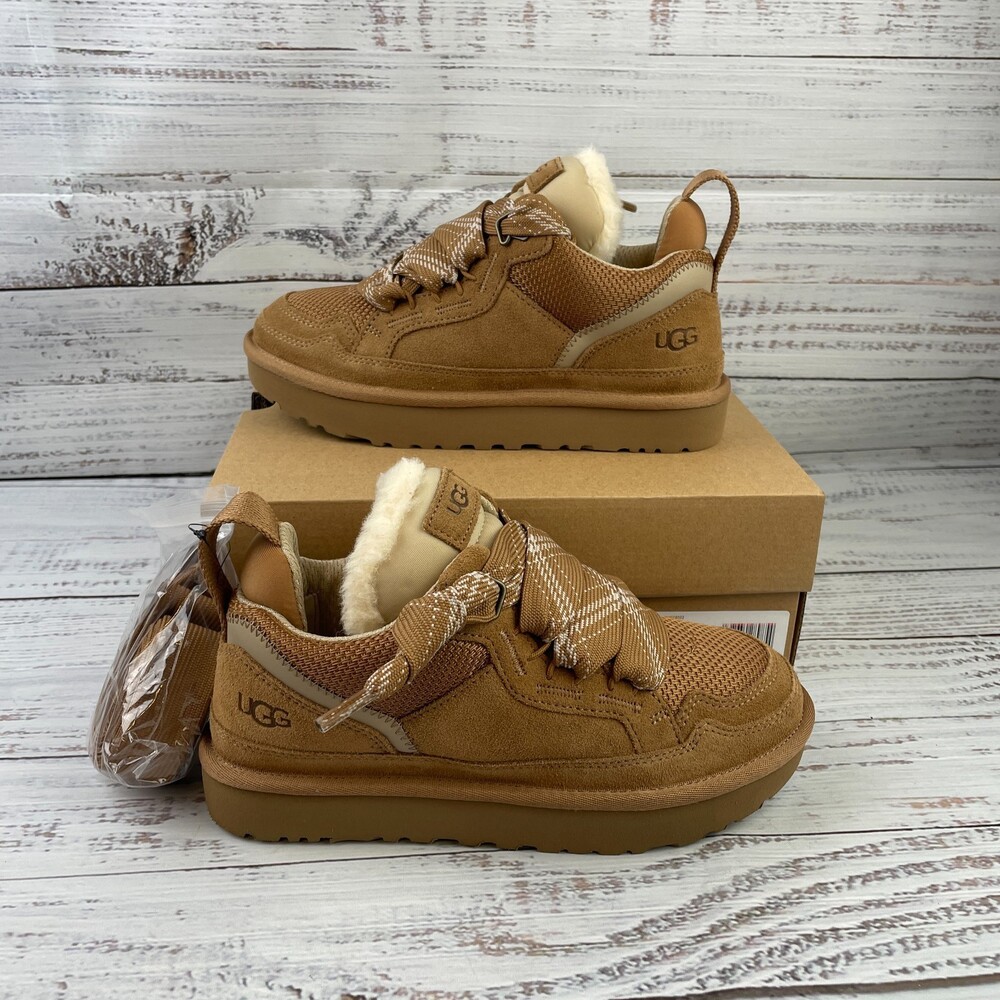 UGG Lowmel Womens US 7 Sneakers Chestnut Brown Suede Laces